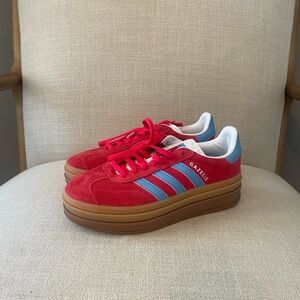 Adidas Gazelle Red with Blue Stripes